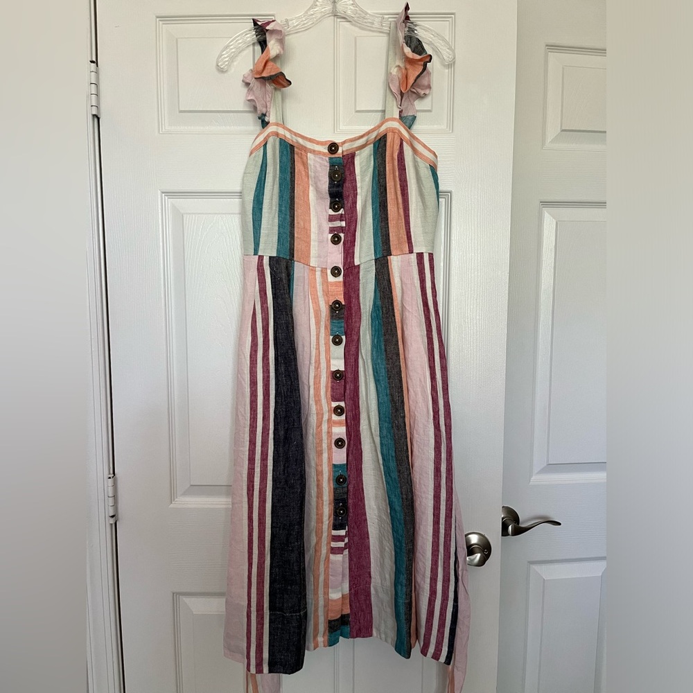 J.Crew Button-up Multi Color Striped Midi Dress